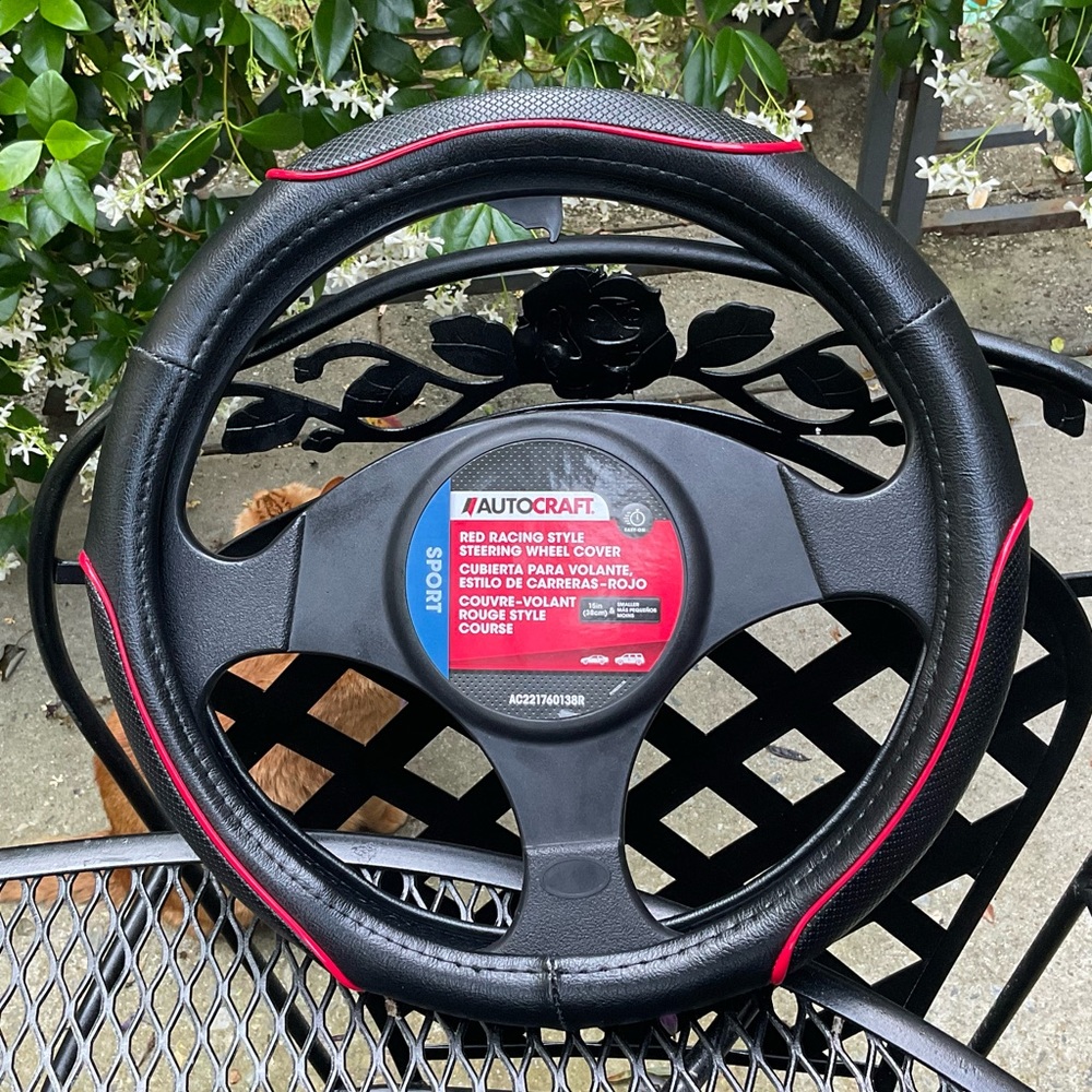 🏎️AutoCraft Red Racing Style Steering Wheel Cover!